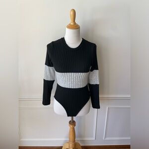 Black and White Sweater-like material Bodysuit